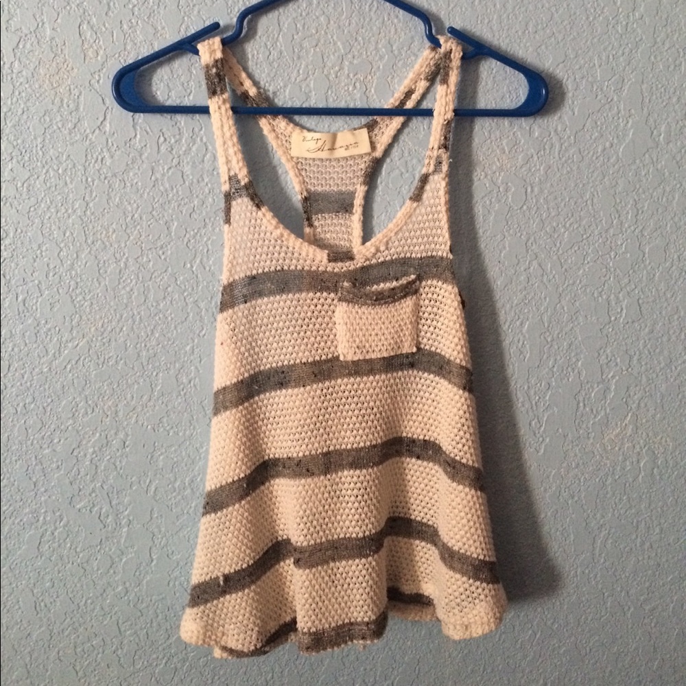 White & Grey striped tank top