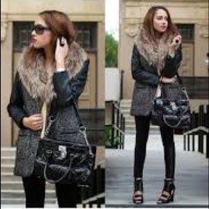 Faux Leather and Fur Jacket
