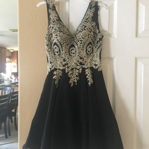 Black Dress With Gold Embroidery
