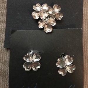 Sterling Silver pin and earrings (clip)