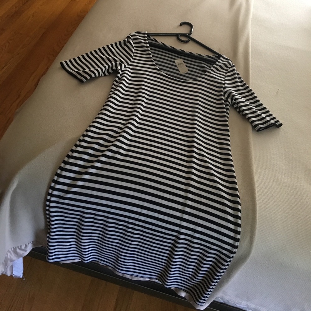 black and white stripped dress