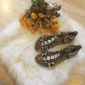 Sam Edelman Jeweled Leopard Print Sandals Sz 10 Sam Edelman Jeweled Leopard Print Sandals Sz 10
