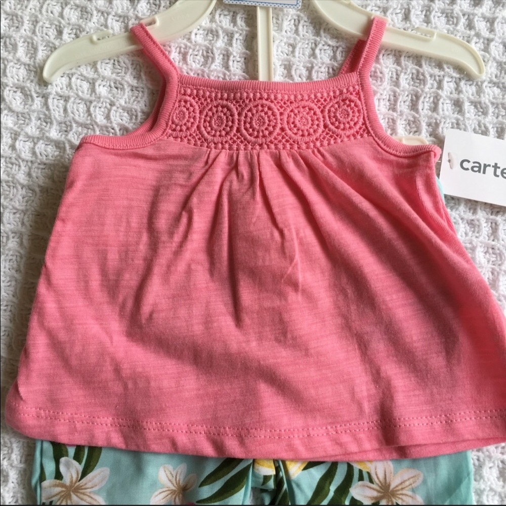 Carter’s Crochet Tank Top & Floral Pants Set New - Picture 3 of 5