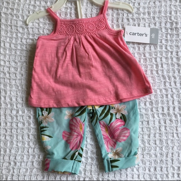 Carter’s Crochet Tank Top & Floral Pants Set New - Picture 2 of 5