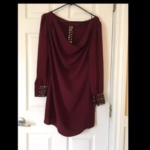 Beautiful Wine colored long sleeve cocktail dress