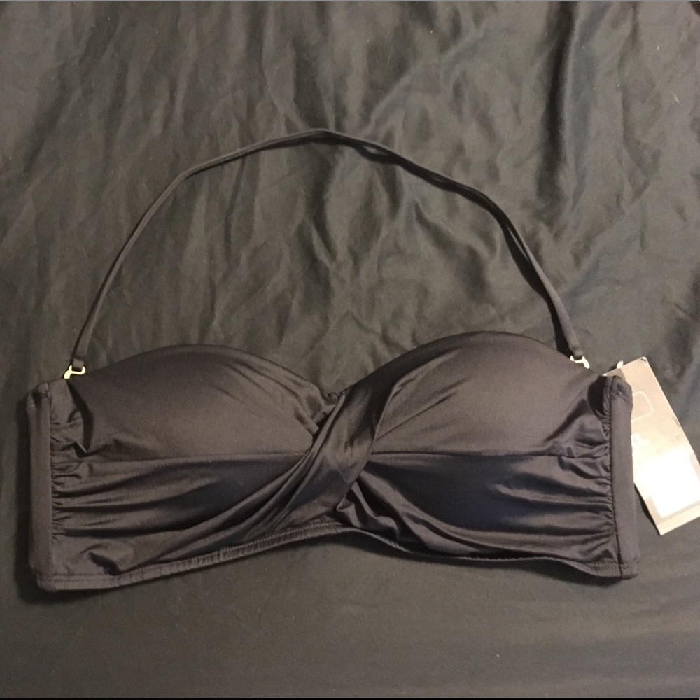 Black Bikini Halter Top with removable straps, XL