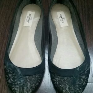 Authentic Valentino Black Lace Flats