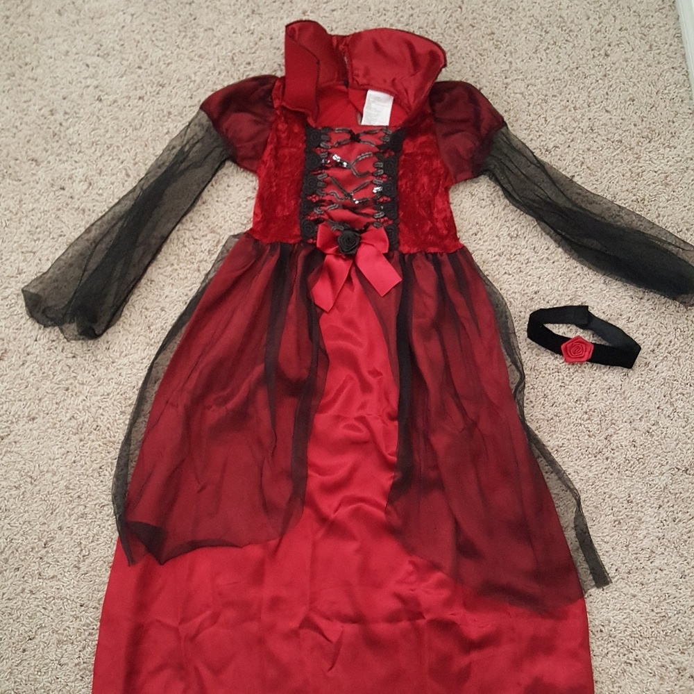Red Vampiress Halloween Kids costume w/choker