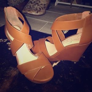 Jessica Simpson brown wedge heels!