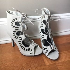 Light grey cutout tie up heels