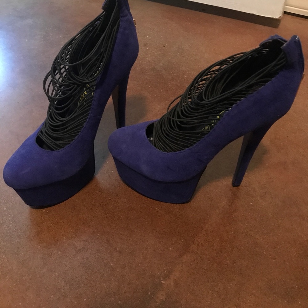 Blue London Trash platform heels