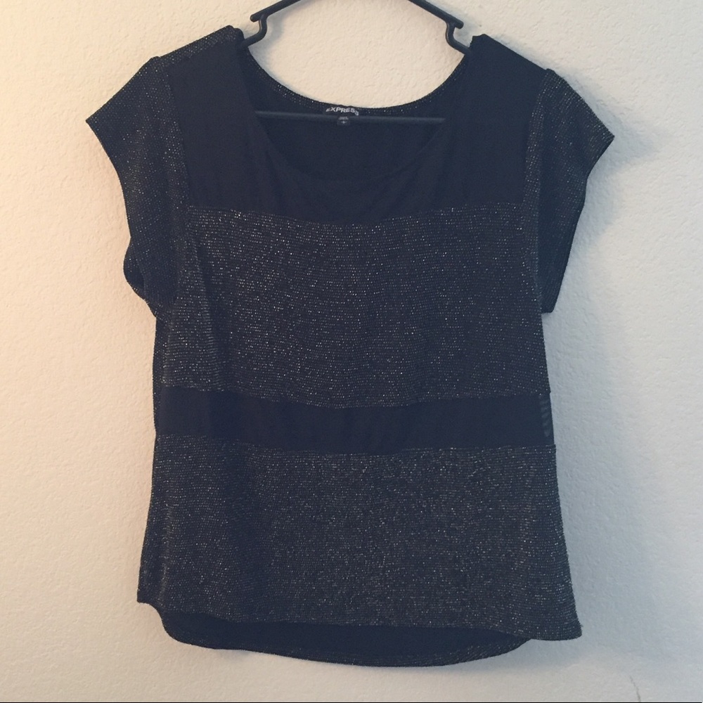 Express Black and Gold Sheer Top
