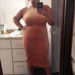 Gold velvet pencil dress