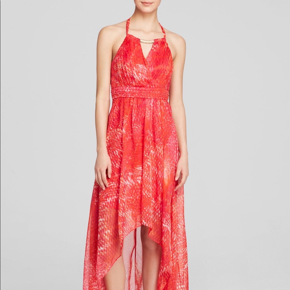 Printed Chiffon Halter Gown
