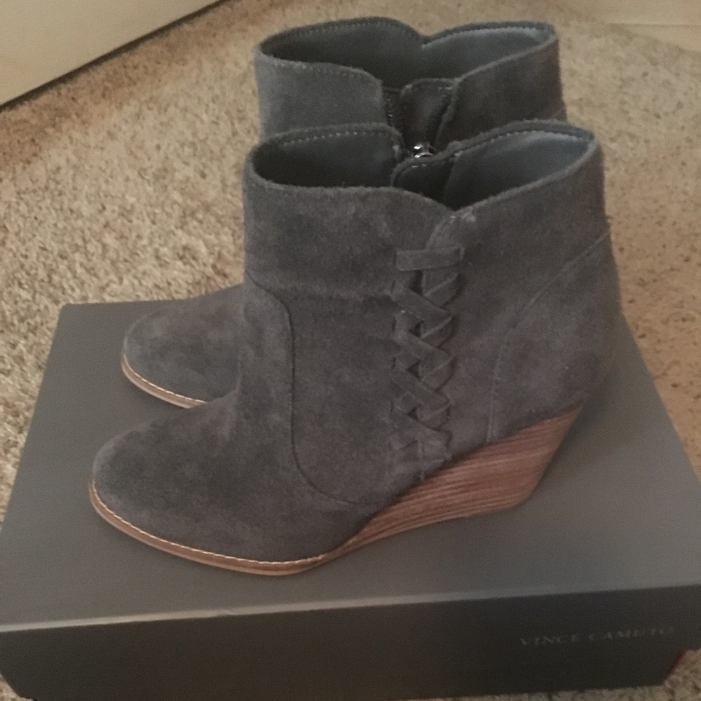 Grey suede booties