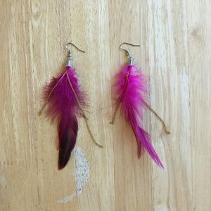 Hot Pink Feather Earrings