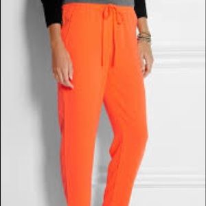 Women's Orange Neon Crepe Track Pants