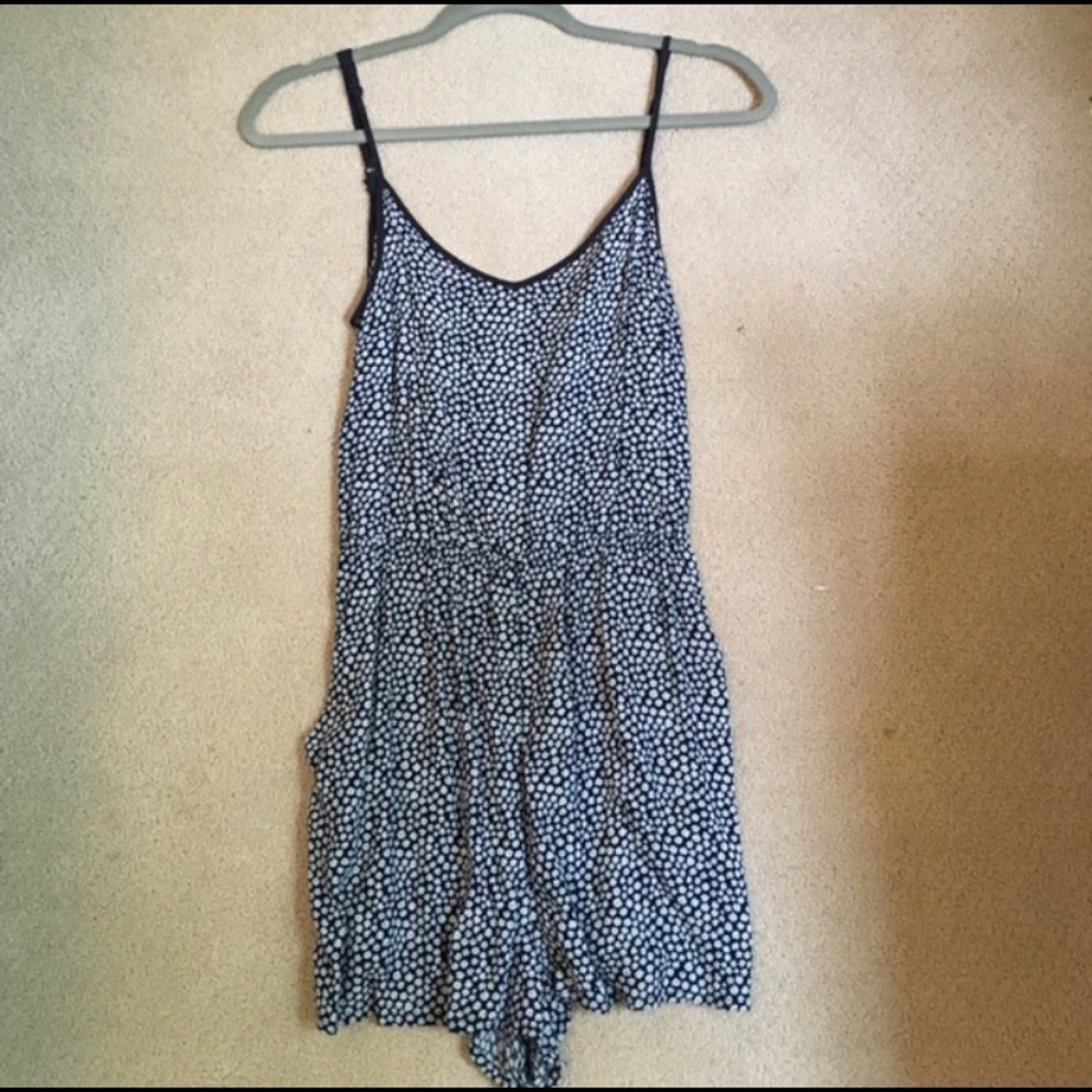Navy Blue Floral Romper