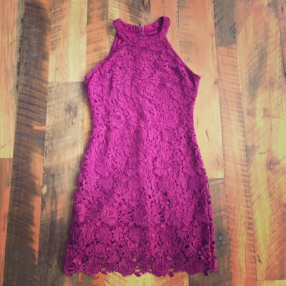 Lulus Love Poem Lace Dress Magenta