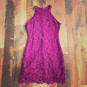 Lulus Love Poem Lace Dress Magenta
