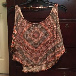 Pink, gray and white scoop-neck batwing shirt