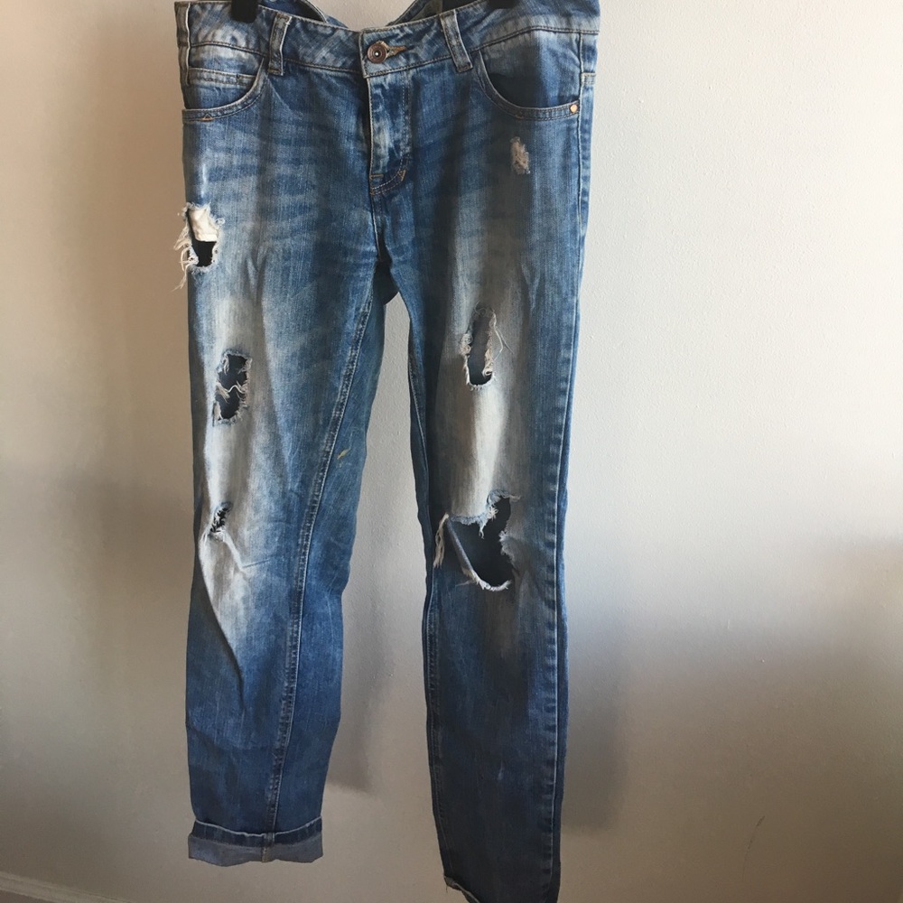 Zara Boyfriend Ripped Jeans