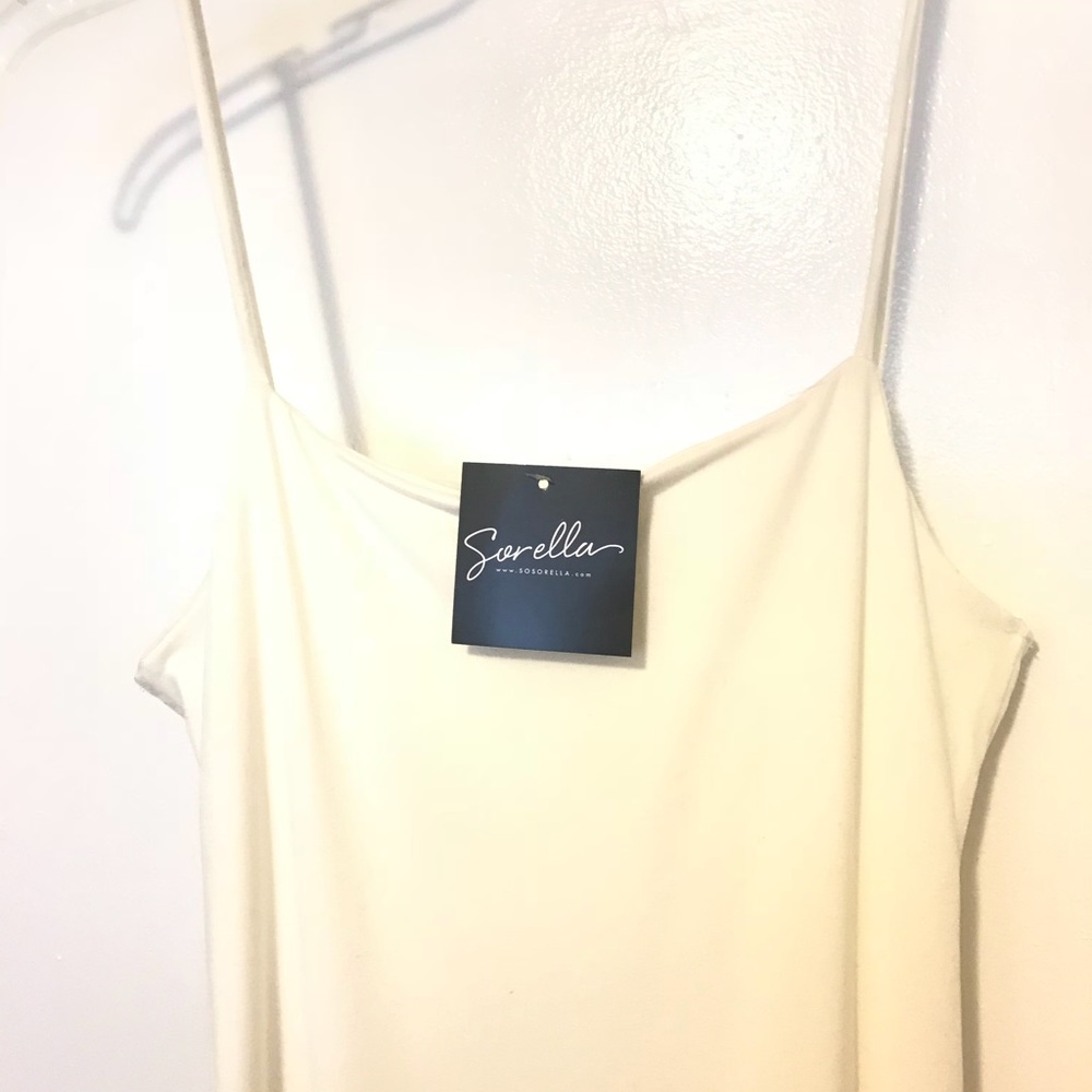 SORELLA Ivory Bodycon Dress with Spaghetti Straps