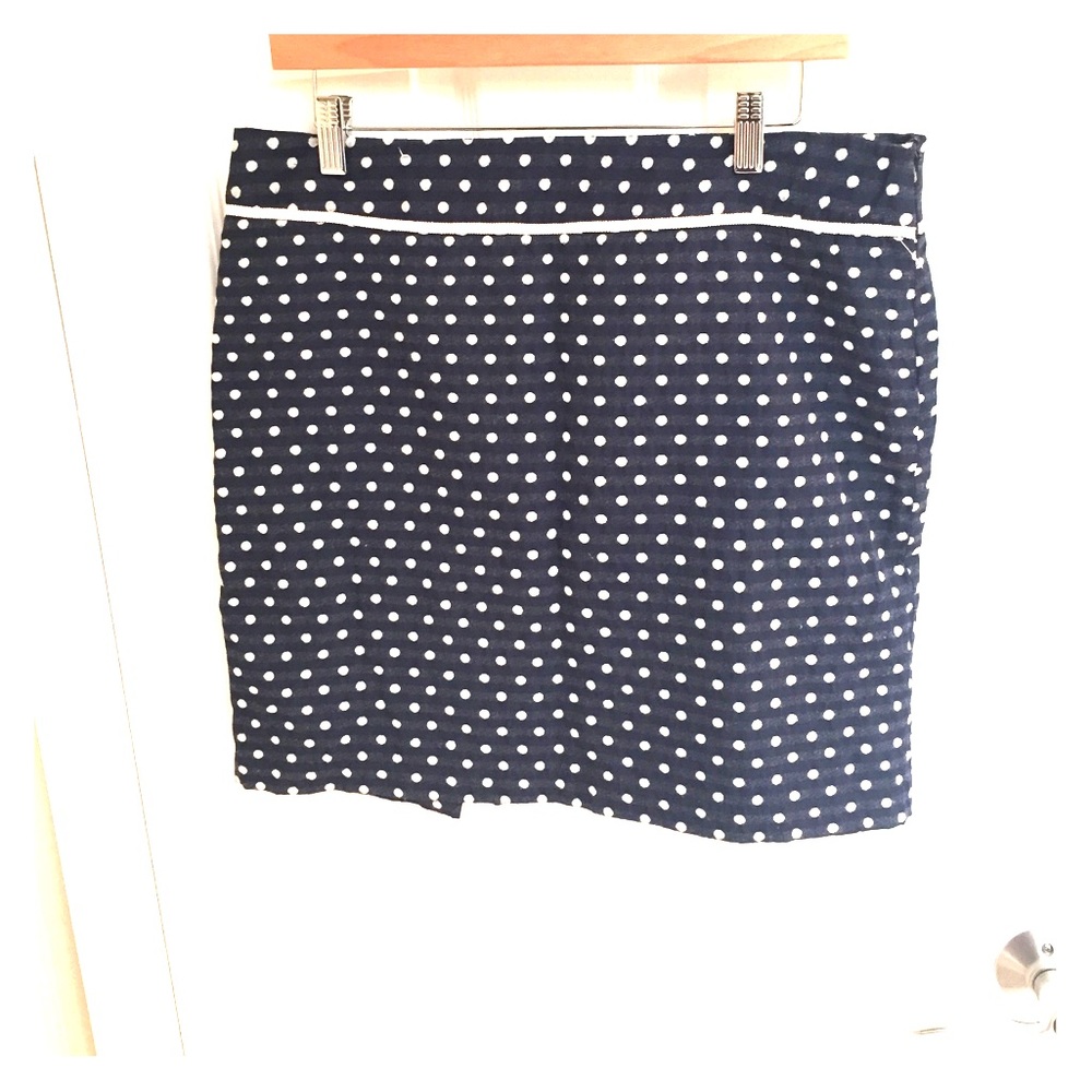 Max studio polka dot white on blue skirt