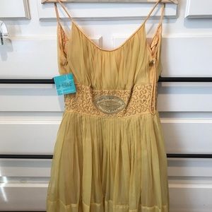 Vintage yellow embroidered dress