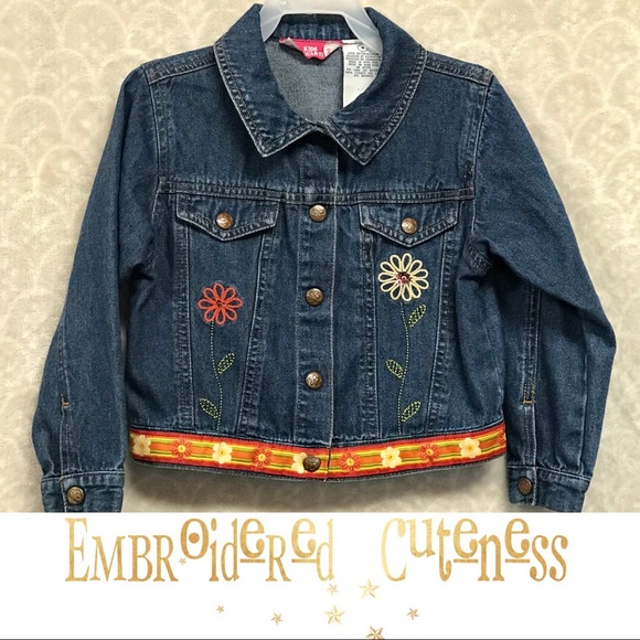 Kids Headquarters Embroidered Denim Jacket sz 4 - Picture 1 of 8