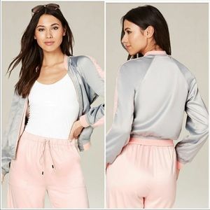 Bebe Reversible Satin Bomber Jacket  NWOT