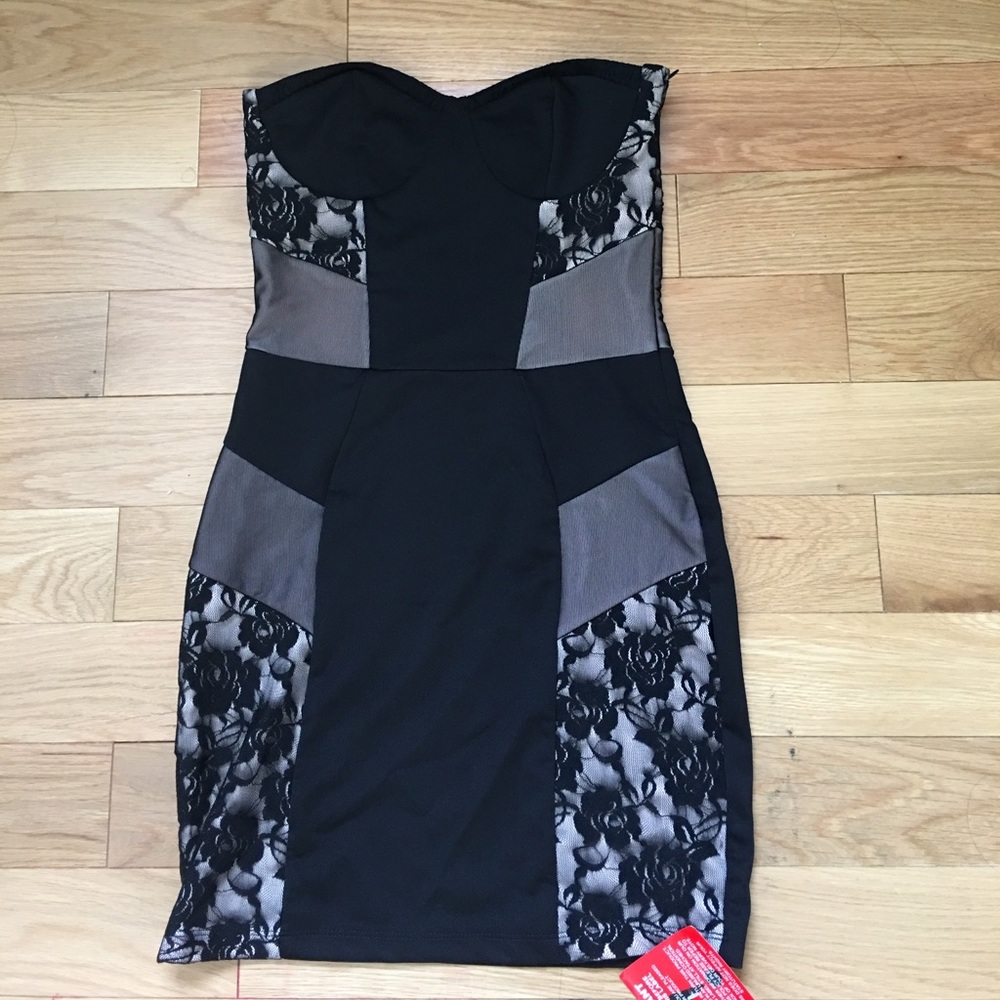 New ASOS Strapless Bandage Dress w. Lace Inset