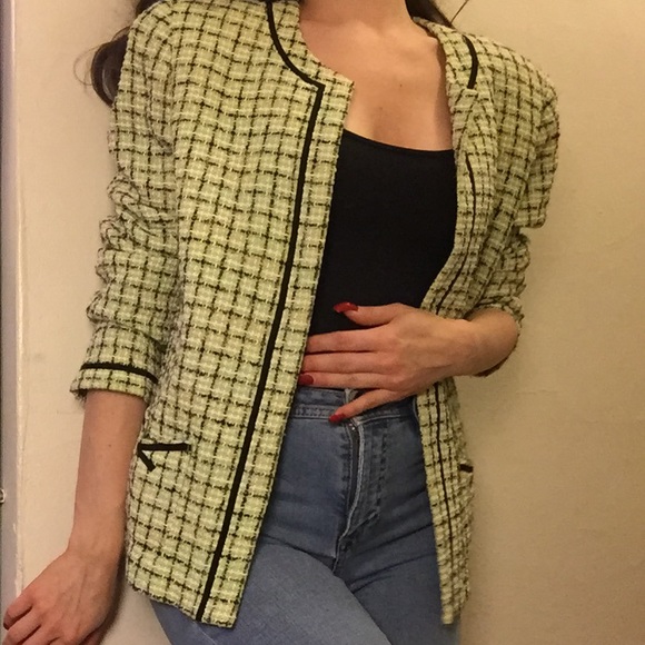 Vintage Jackets & Blazers - Green tweed blazer!