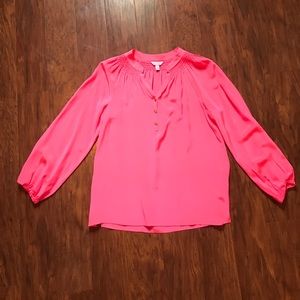 Lilly Pulitzer 100% silk hot pink Elsa top