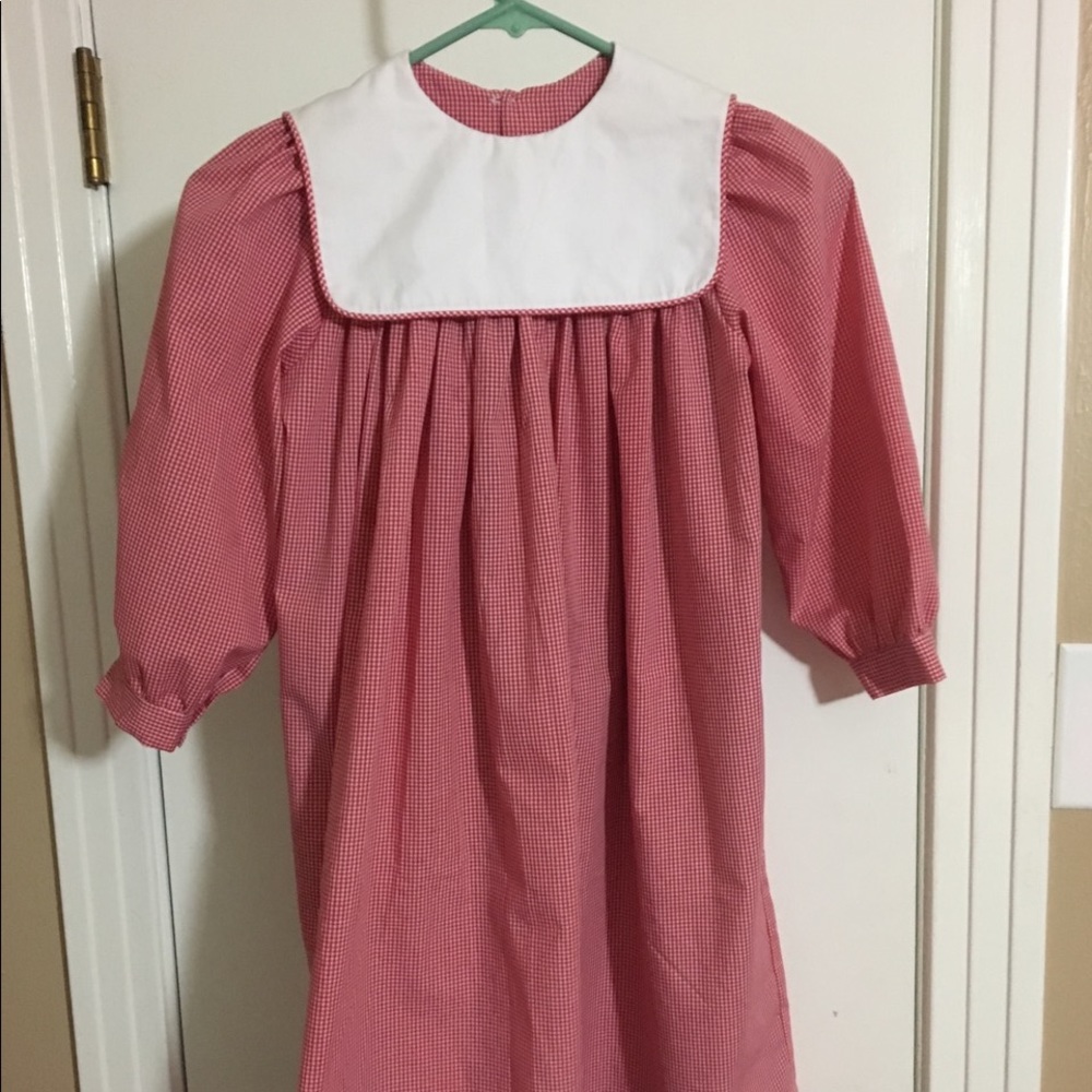 Red gingham long sleeve Bishop dress