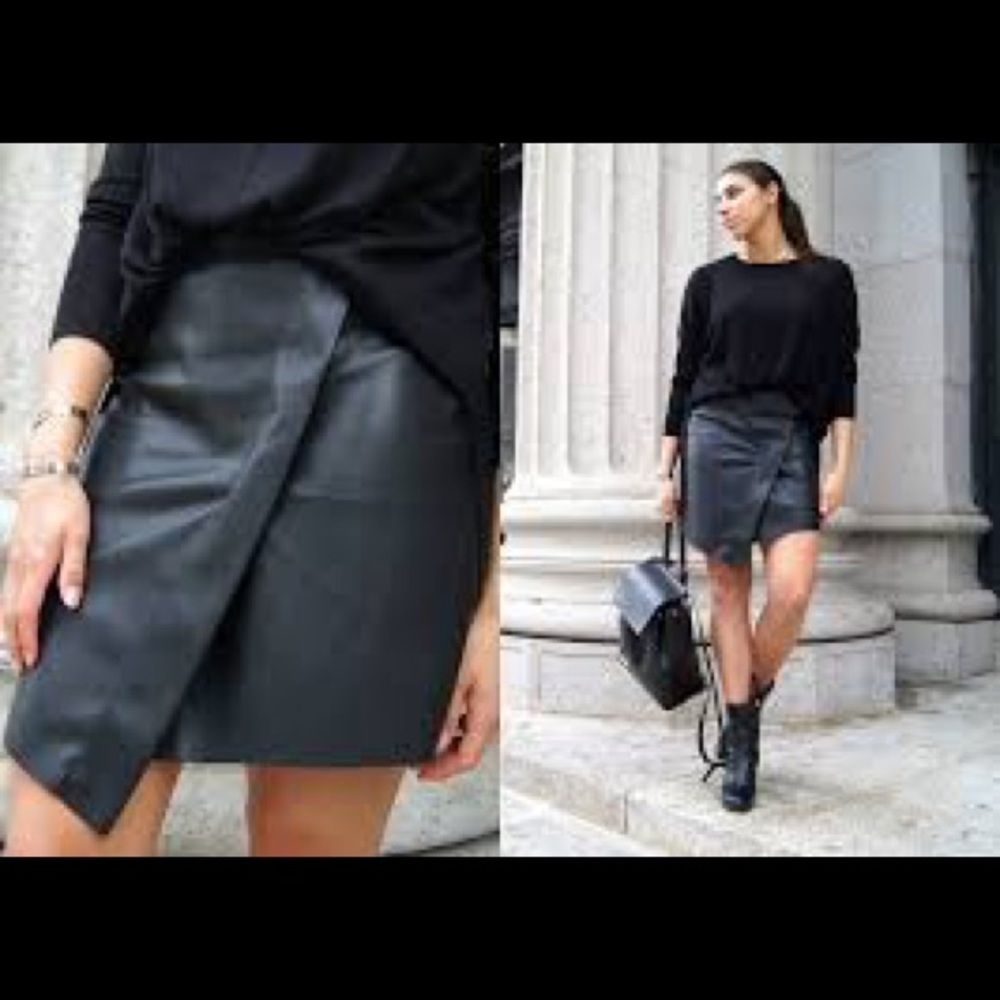 Faux Leather Asymmetrical Skirt