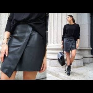 Faux Leather Asymmetrical Skirt
