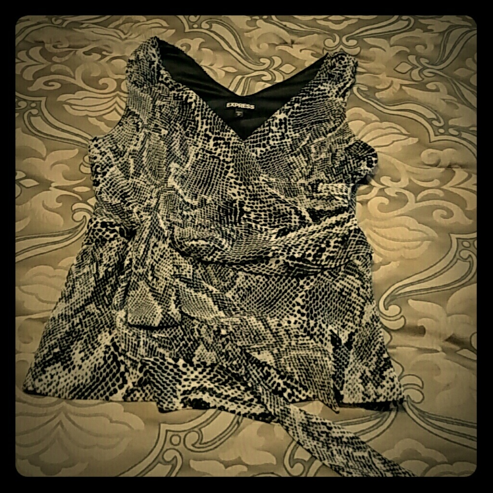Express Snake Print Wrap Top