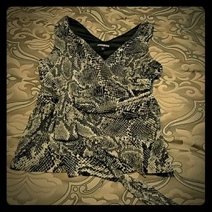 Express Snake Print Wrap Top
