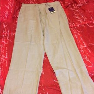 Men's Flat Front Linen Slacks