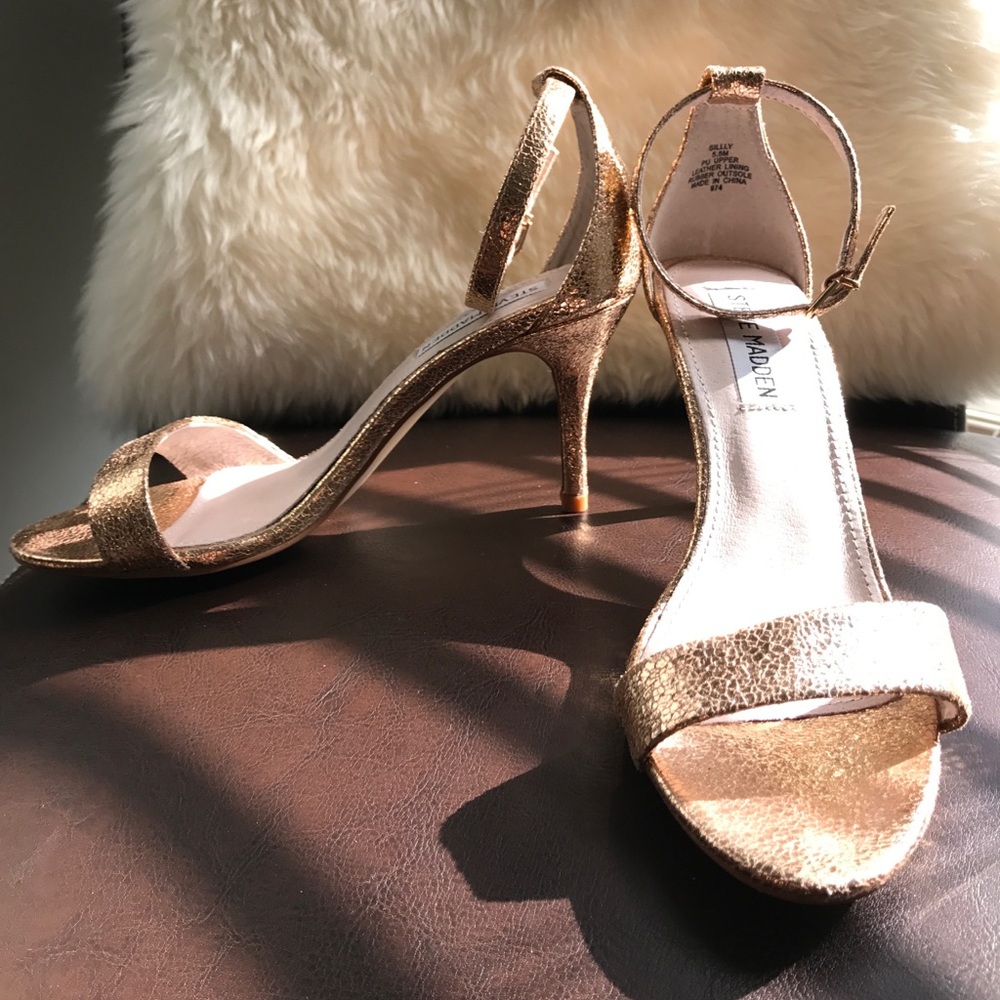 Steve Madden Rose Gold Metallic Sandal Heels