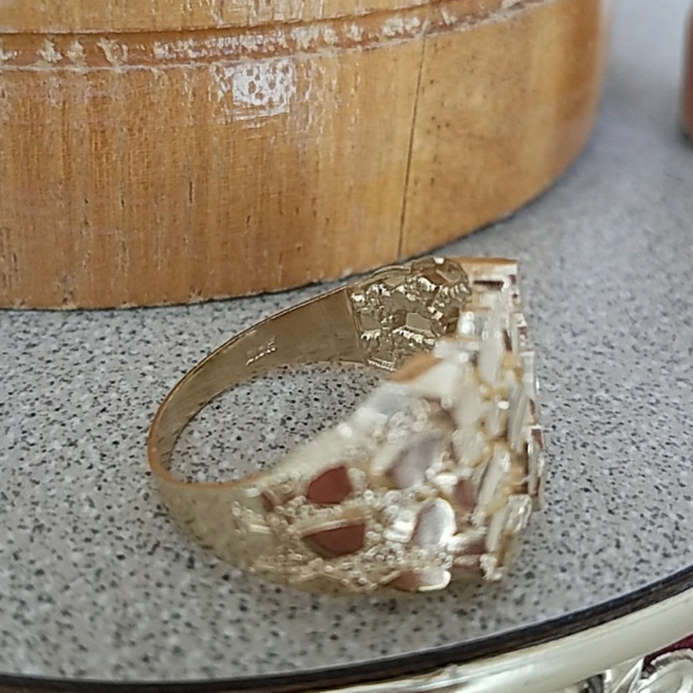 10k Real Gold Men's Nugget Ring 14mm - Picture 7 of 8