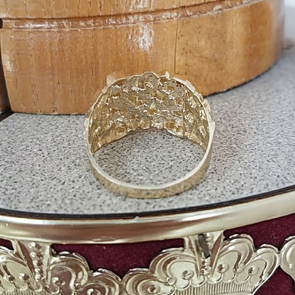 10k Real Gold Men's Nugget Ring 14mm - Picture 8 of 8