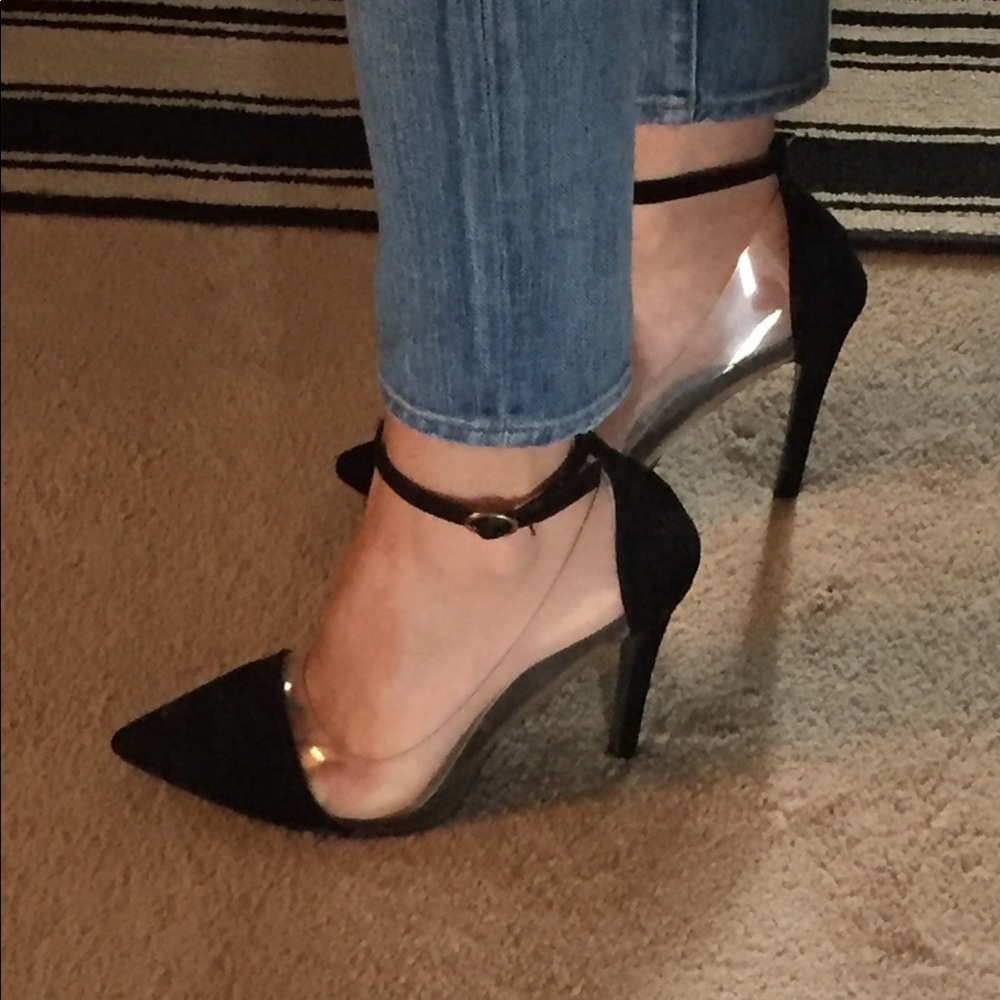 Black ankle strap heels