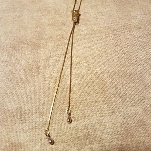 Gold Tone Zipper Bolo Necklace