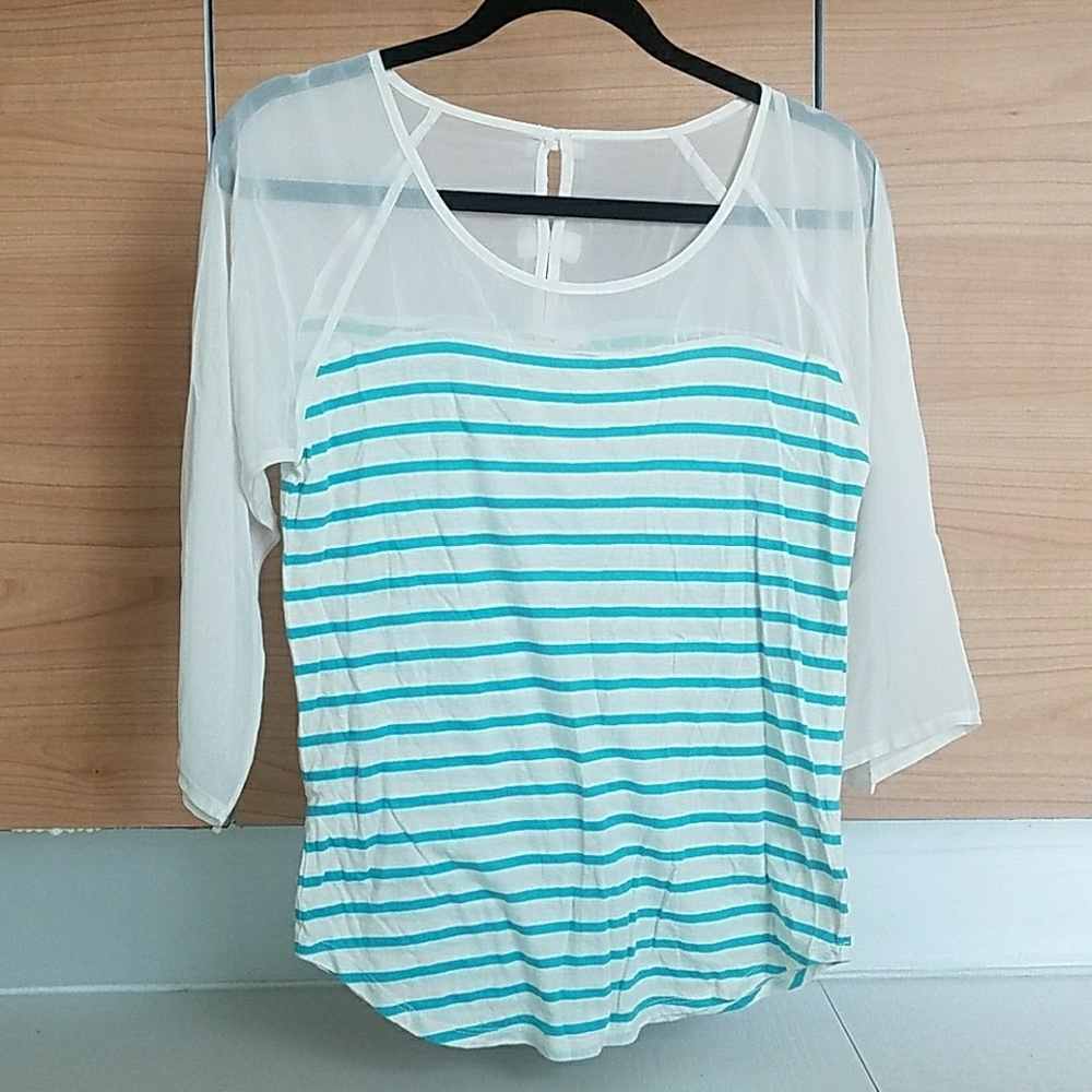 *LAST CHANCE* Lauren Conrad turquoise and cream top