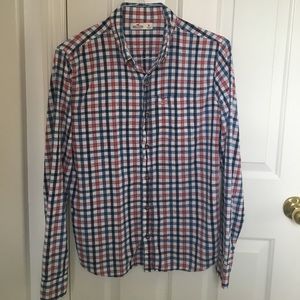 Hollister Linen Collared Plaid Shirt