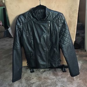Studio M Faux Leather Quilted Moto Jacket (size M)