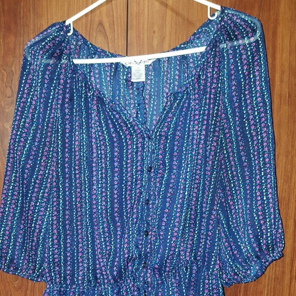 Plus Size 3x Sheer Floral Elbow Length Sleeve Top - Picture 1 of 4