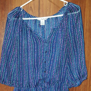 Plus Size 3x Sheer Floral Elbow Length Sleeve Top